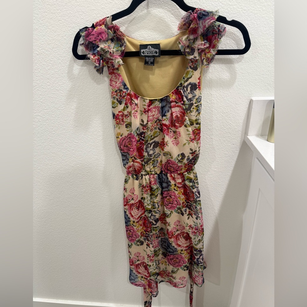 Angie Floral Sundress in Cream with Pink & Blue Accents